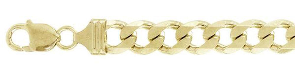 <span>CLOSEOUT 20% OFF! </span> 350-15.5MM Yellow Gold Plated Flat Curb Chain Made in Italy Available in 9"- 30" inches