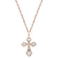 .04cts 14kt Rose Gold Round Diamond Cross Pendant Necklace 18" Long
