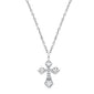 .04cts 14kt White Gold Round Diamond Cross Pendant Necklace 18" Long