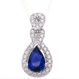 <span>CLOSEOUT! </span>Round & Pear Shape Sapphire Fashion .925 Sterling Silver Pendant