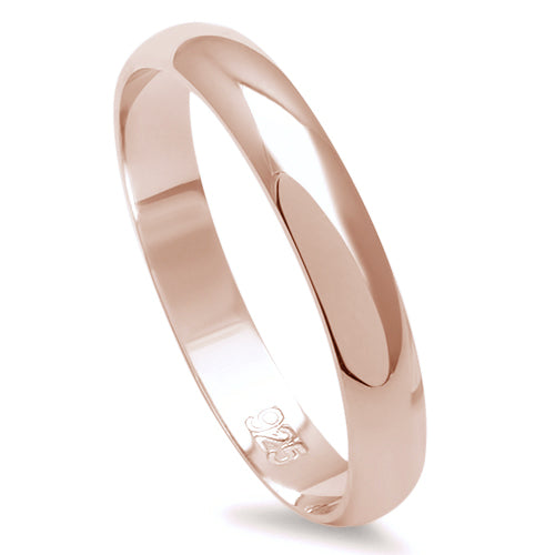 <span>CLOSEOUT!</span>3MM SOLID PLAIN ROSE GOLD PLATED .925 STERLING SILVER WEDDING BAND SIZES 3-13 #1 SELLER