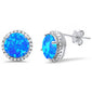 Halo Blue Opal & Cz stud .925 Sterling Silver Earrings