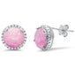 Halo Pink Opal & Cz stud .925 Sterling Silver Earrings