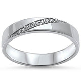 <span>CLOSEOUT!</span>Shiny Silver Cz Band .925 Sterling Silver Ring