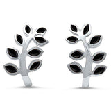 Black Onyx Plant .925 Sterling Silver Earrings