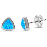 <span>CLOSEOUT! </span>Trilion Shape Blue Opal .925 Sterling Silver Earring