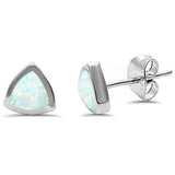 Trillion Shape White Opal .925 Sterling Silver Earring
