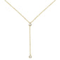 .06cts 14kt Yellow Gold Round Diamond Drop Lariat Pendant Necklace 18" Long