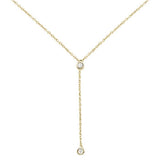 .06cts 14kt Yellow Gold Round Diamond Drop Lariat Pendant Necklace 18" Long
