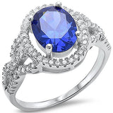 Oval Tanzanite & Cz .925 Sterling Silver Ring