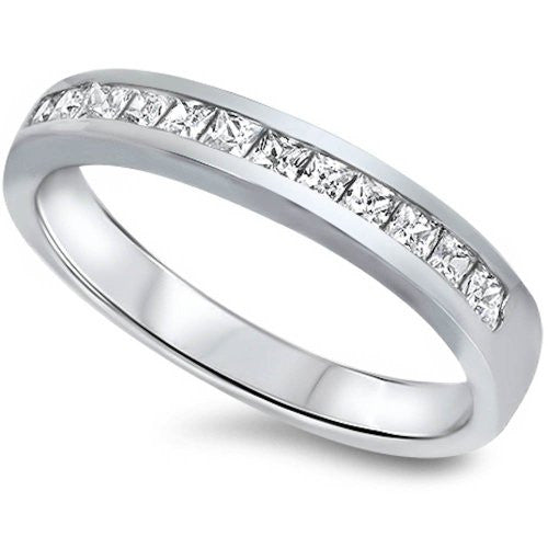 Sonara Jewelry - Princess-cut Cz Channel Set Wedding Band .925 Sterling 