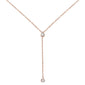 .06cts 14kt Rose Gold Round Diamond Drop Lariat Pendant Necklace 18" Long