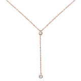 <span>¡CIERRE DE DIAMANTES! </span>Collar de oro rosa de 14 quilates con colgante de diamante redondo de 0,06 quilates, estilo lariat, de 45,72 cm de largo