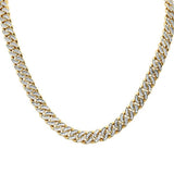  7mm 5.99ct G SI 14K Yellow Gold Diamond Iced out Micro Pave Round Miami Cuban Necklace 22"