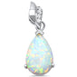 Pear Shape Lab Created White Opal with CZ .925 Sterling Silver Pendant