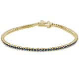 2.59cts G SI 14K Yellow Gold Natural Blue Sapphire Tennis Bracelet 7"