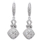 1.30ct Round Diamond Halo Style Drop Dangle Earrings 14kt White Gold