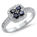  Black Onyx & Pave Cz .925 Sterling Silver Ring