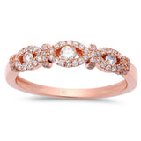 <span style="color:purple">SPECIAL!</span> .34ct Designer Graduated Diamond Pave Set Modern 14kt Rose Gold Ring Size 6.5
