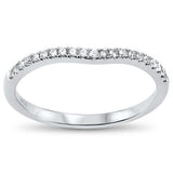 .13cts 14kt White Gold Round Diamond Curved Accent Wedding Anniversary Band Size 6.5