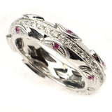 14kt White Gold .42CT DIAMOND & PINK SAPPHIRE WEDDING BAND RING