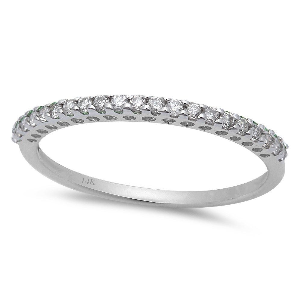 14kt White Gold .16ct Diamond Classic Round Wedding Band Ring