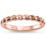 <span>DIAMOND CLOSEOUT! </span> .09ct F SI1 14k Rose Gold Diamond Band Ring Size 6.5