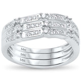 <span>DIAMOND CLOSEOUT! </span> .35ct G SI 14kt White Gold Three Band Set Diamond Stackable Rings Size 6.5