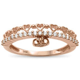 <span>DIAMOND CLOSEOUT! </span>.17ct G SI 14kt Rose Gold Heart Dangle Diamond Band Ring Size 6.5