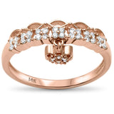 <span>DIAMOND CLOSEOUT! </span>.21ct G SI 14kt Rose Gold Heart Dangle Diamond Band Ring Size 6.5