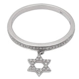 .17ct Diamond Star of David Dangle 14kt White Gold Ring Size 6.5