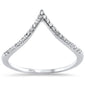 .14ct 14k White Gold Diamond Chevron V Shape Trendy Midi Ring Size 6.5