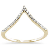Anillo midi de tendencia con forma de V y diamante de oro amarillo de 14k de .14 quilates, talla 6.5