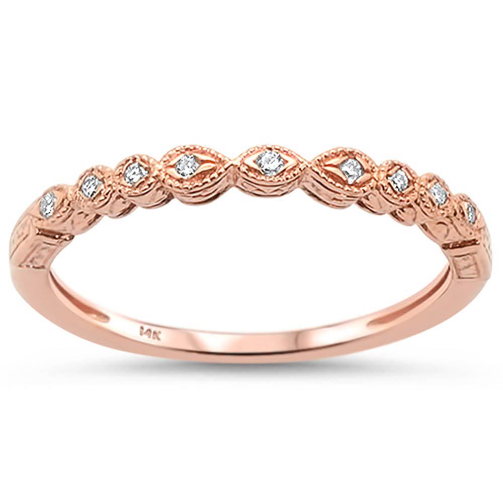 .06ct 14k Rose Gold Stackable Wedding Anniversary Diamond Rinze 6.5