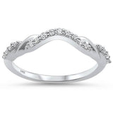 <span>DIAMOND CLOSEOUT! </span>.15ct 14k White Gold Stackable Curved Accent Band Diamond Rinze 6.5