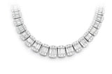 19.07ct G SI 14K White Gold Diamond Round & Baguette Tennis Necklace 16.5"