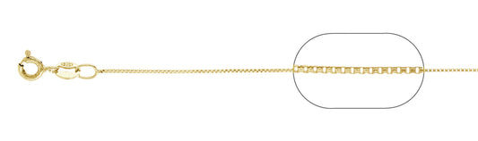 012-.7MM Yellow Gold Plated Box Chain .925  Solid Sterling Silver Sizes 16-32" NEW