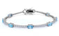 Oval Aquamarine and Cubic Zirconia .925 Sterling Silver Bracelet