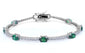 Oval Emerald and Cubic Zirconia  .925 Sterling Silver Bracelet