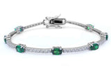 Pulsera de plata esterlina 925 con circonita cúbica y esmeralda ovalada