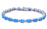 Oval Blue Opal .925 Sterling Silver Bracelet
