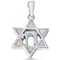 <span>CLOSEOUT! </span>White Opal Star of David with Chai Symbol .925 Sterling Silver Pendant