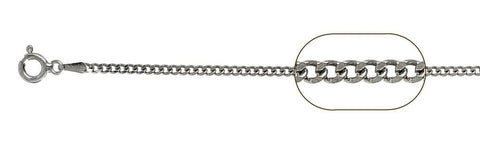 050-1.7MM Rhodium Plated Sterling Silver Curb Chain Made in Italy Available in 16"- 20" inches