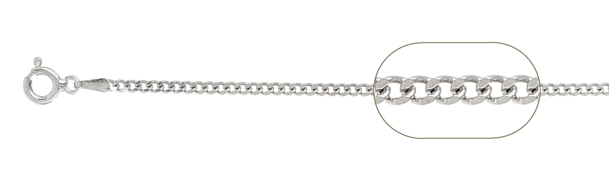 050-1.7MM Sterling Silver Curb Chain Made in Italy Available in 16"- 30" inches
