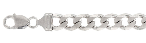 300-11MM Sterling Silver Curb Chain Made in Italy Available in 16"- 30" inches