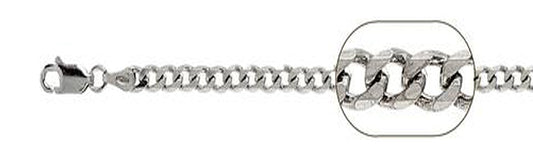 150-6MM Rhodium Plated Curb Chain .925 Solid Sterling Silver Available in 8"- 28" inches NEW