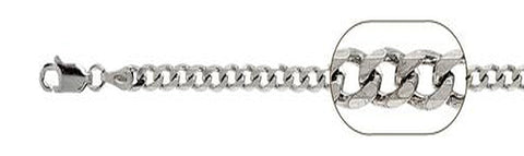 150-6MM Rhodium Plated Curb Chain .925 Solid Sterling Silver Available in 8"- 28" inches