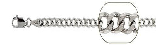 200-8MM Rhodium Plated Curb Chain .925 Solid Sterling Silver Available in 8"- 28" inches NEW