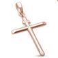 Rose Gold Plated Solid Cross .925 Sterling Silver Pendant 1.5" Long