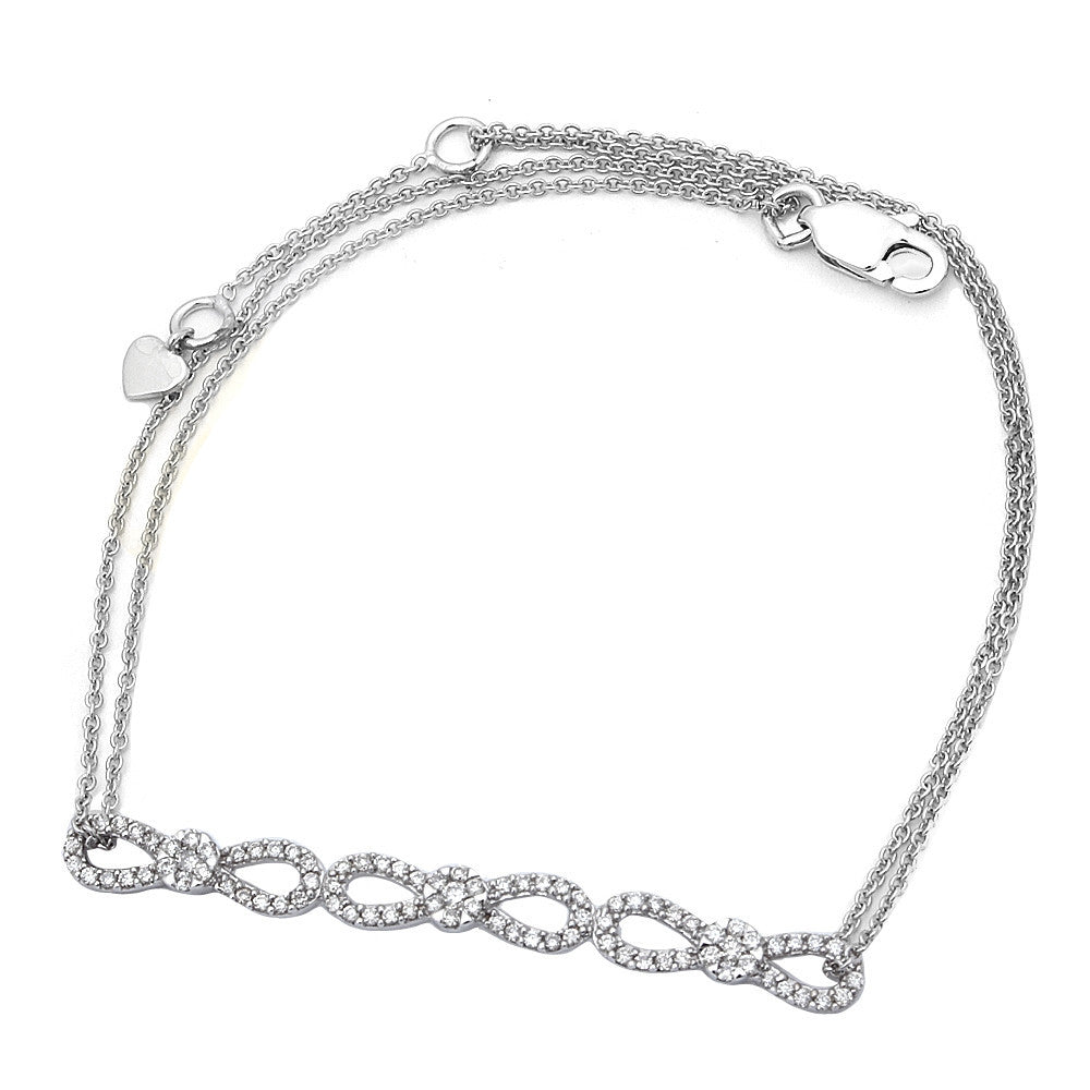 <span>DIAMOND CLOSEOUT! </span> .31ct Diamond Infinity Bracelet 14kt White gold 7" Long